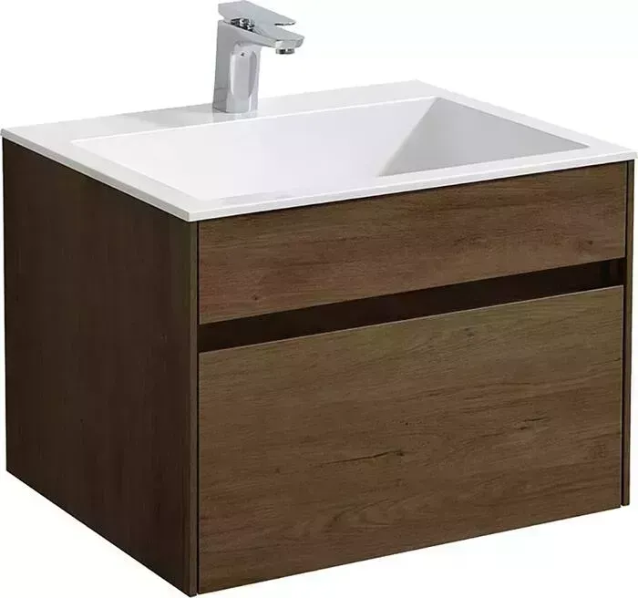 Тумба с раковиной Vincea с Chiara 60х48 T.Oak, белая раковина (VMC-2C600TO VCB-13600W)