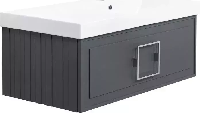 Тумба с раковиной La Fenice с Cubo Grigio 90х47 правая, серая (FNC-01-CUB-G-90, CU.NN.90R)