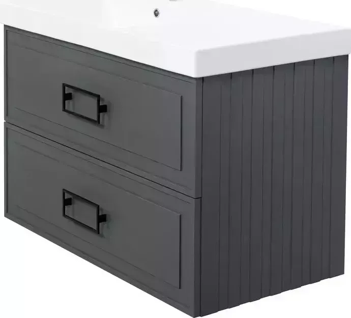 Тумба с раковиной La Fenice с Cubo Grigio Twin 90х47 левая, серая (FNC-01-CUB-G-90-2, CU.NN.90L)