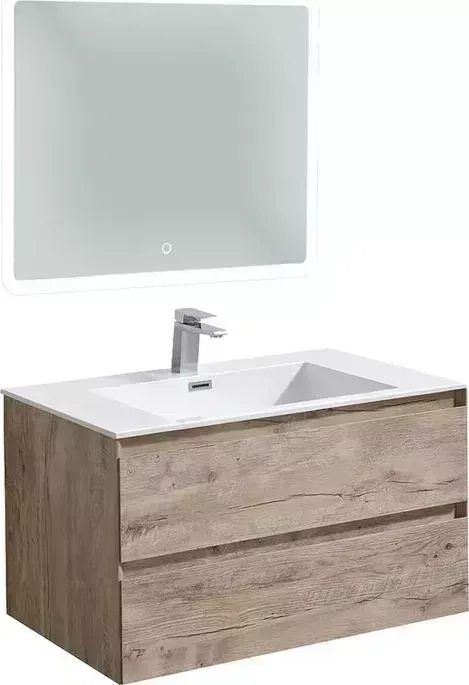 Мебель для ванной Vincea Luka 80х48 с белой раковиной, N.Wood