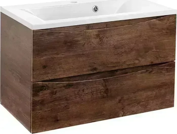 Тумба с раковиной Vincea с Mia 75х45 R.Wood, белая раковина (VMC-2MA750RW, VCB-3M750W)
