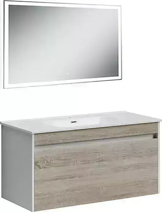 Мебель для ванной Sancos Smart 100 два ящика, дуб бардолино/белый