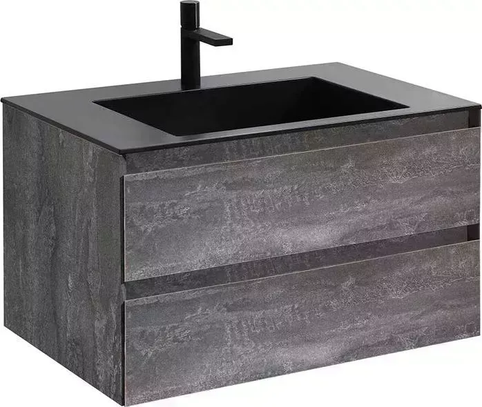 Тумба с раковиной Vincea с Luka 80х48 G.Stone, черная раковина (VMC-2L800GS, VCB-13800B)