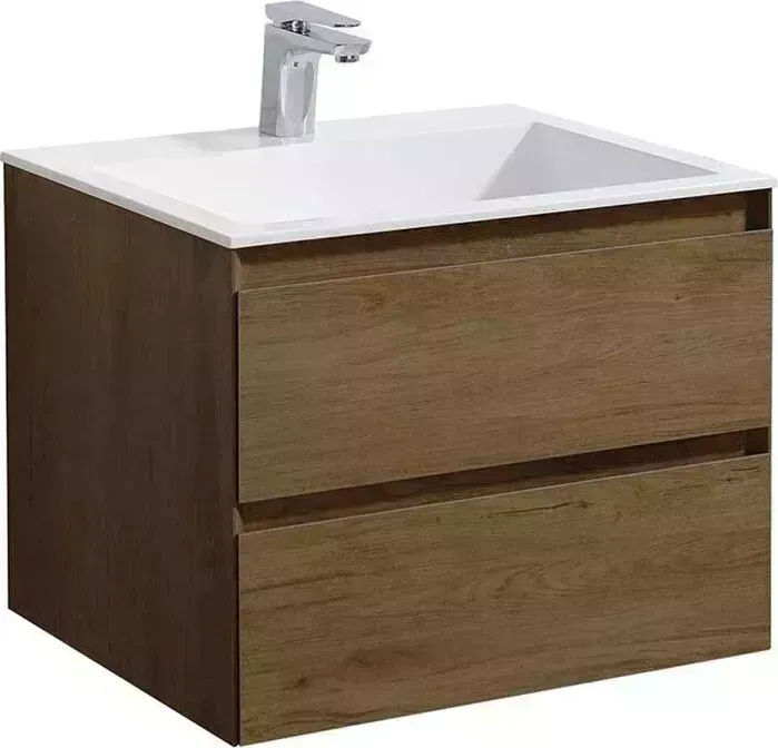 Тумба с раковиной Vincea с Luka 60х48 T.Oak, белая раковина (VMC-2L600TO VCB-13600W)