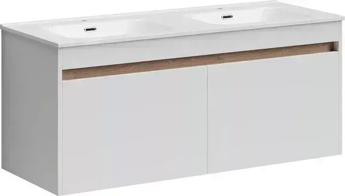 Тумба с раковиной Sancos с Smart 120 четыре ящика, белый глянец (SM120-2W, CN7004)