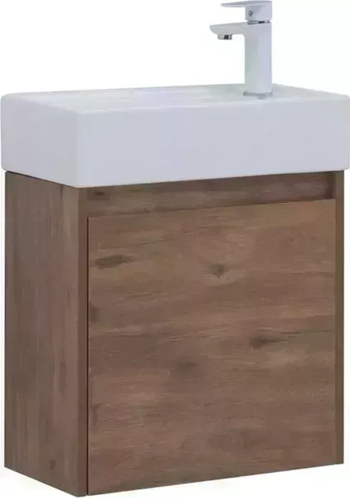Тумба с раковиной AQUANET с Nova Lite 50 одна дверка, дуб рустикальный (298855, 182338)