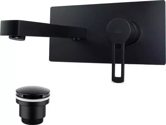 Смеситель для раковины Paffoni Ringo с донным клапаном, черный матовый (RIN105NO, LM8500BL)