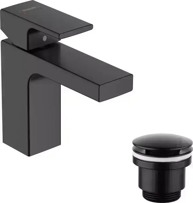 Смеситель для раковины Hansgrohe Vernis Shape с донным клапаном, черный матовый (71569670, LM8500BL)