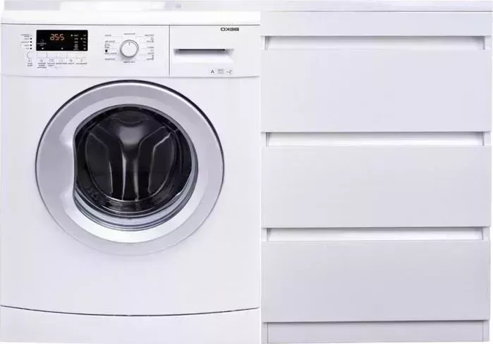Тумба с раковиной Style line с Даллас Люкс 58 (120R) три ящика, под стиральную машину, усиленный кронштейн, белая (2000949234298, ФР-00001528)