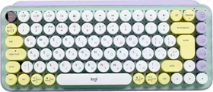 Клавиатура LOGITECH POP Keys Wireless Mechanical Keyboard With Emoji Keys - DAYDREAM_MINT - RUS - BT - INTNL - BOLT (920-010717)