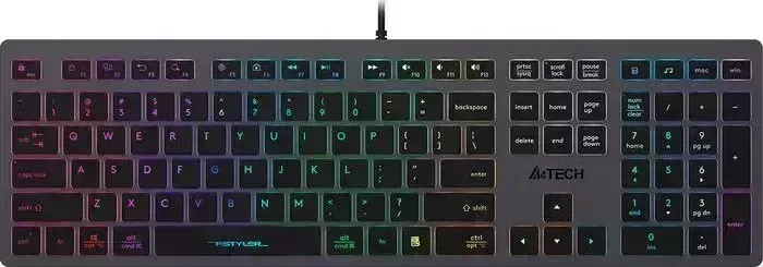 Клавиатура A4TECH Fstyler FX60H серый USB slim (FX60H GREY/NEON)