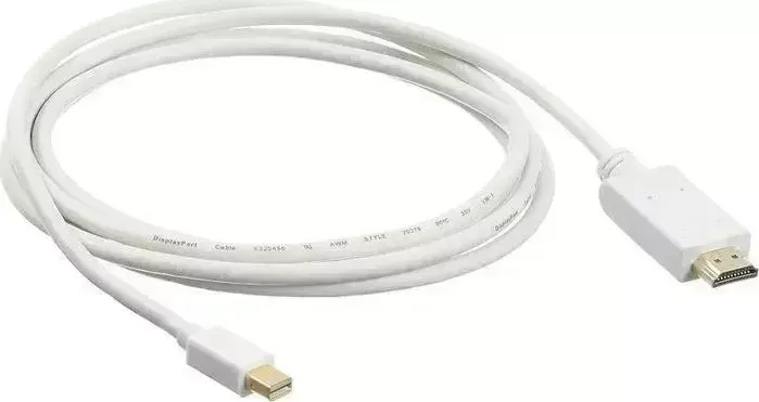Кабель аудио BURO -видео 1.2v miniDisplayport (m)/HDMI (m) 2м. Позолоченные контакты белый (BHP MDPP-HDMI-2)