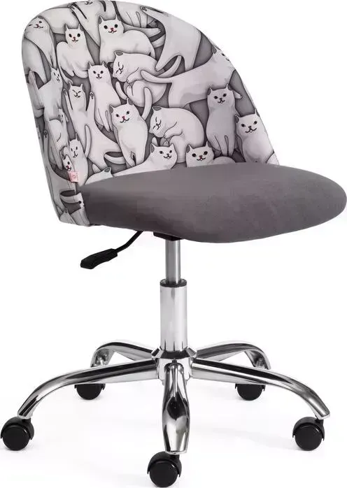 Кресло офисное TetChair Melody ткань/флок серый Cats / 29