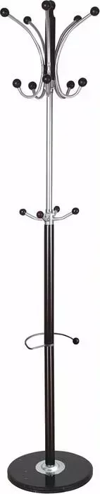 Вешалка Brabix -стойка Cr-8342 на мраморном диске, металл, 5+4 крючка, цвет черный (606439)