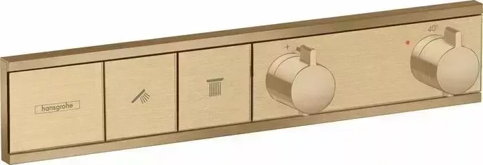 Термостат для ванны Hansgrohe RainSelect на два выхода, с механизмом, шлифованная бронза (15380140, 15310180)
