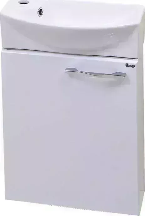 Тумба с раковиной Emmy с Мия 46х23 левая, с ручкой хром, белая (mia46melbel-l, 805-7946L)