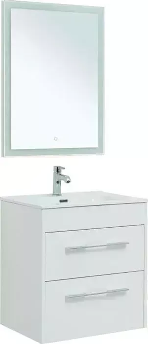 Мебель для ванной AQUANET Августа 60 Flat два ящика, белый глянец