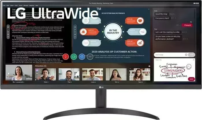 Монитор LG 34" 34WP500-B IPS LED, 2560x1080, 5ms, 300cd/m2, 1000:1 (Mega DCR), 178°/178°, 2*HDMI, 75Hz, AMD FreeSync, HDR10, T (34WP500-B)
