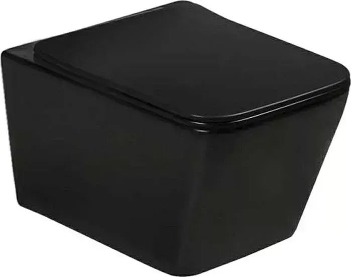 Унитаз подвесной Vincea Q-Line с тонким сиденьем микролифт, черный матовый (VT1-12MB)