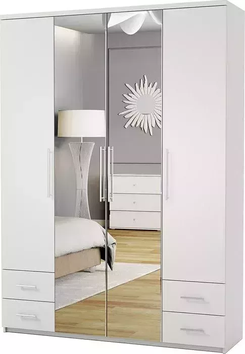 Шкаф Шарм-Дизайн четырехдверный Комфорт МКЯ2-43 200х60 с зеркалом, белый