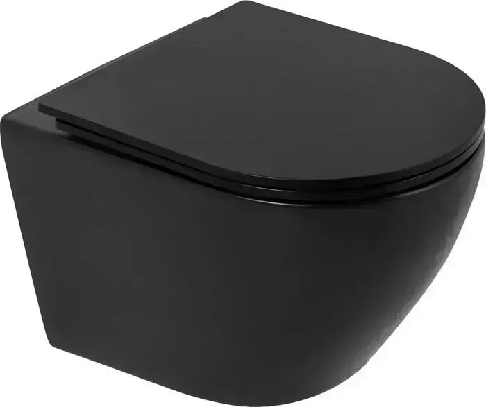 Унитаз подвесной BELBANGO Colorato с сиденьем микролифт, черный матовый (BB062CHR-MB, BB062SC-MB)