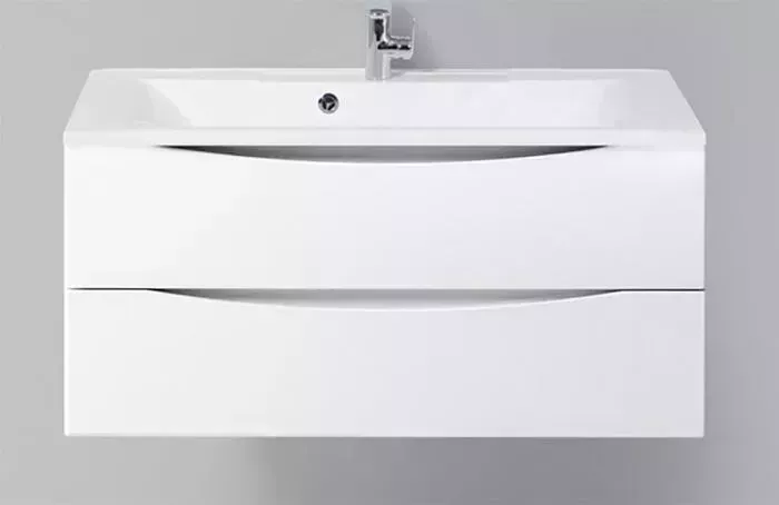 Тумба с раковиной BELBANGO с Marino-Cer 100 Bianco Lucido (MARINO-CER-1000-2C-SO-BL-P, BB-0324-100-LVB)