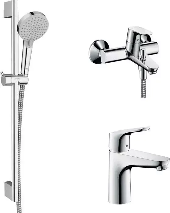 Комплект смесителей Hansgrohe Focus с душевым гарнитуром, хром (31940000, 31621000, 26275000)