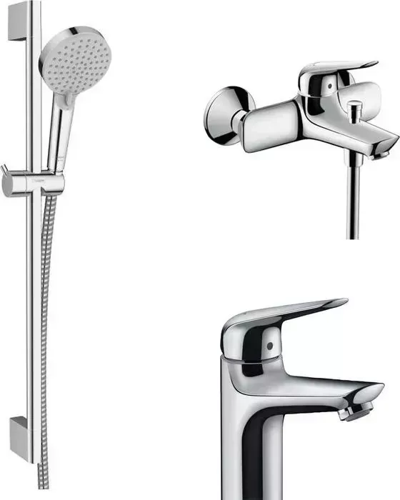 Комплект смесителей Hansgrohe Novus с душевым гарнитуром, хром (71040000, 71030000, 26275000)