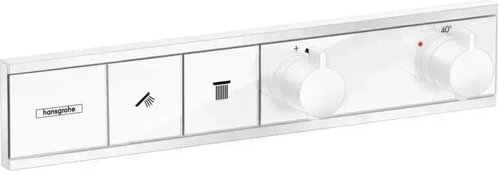 Термостат для ванны Hansgrohe RainSelect на два выхода, с механизмом, белый матовый (15380700, 15310180)