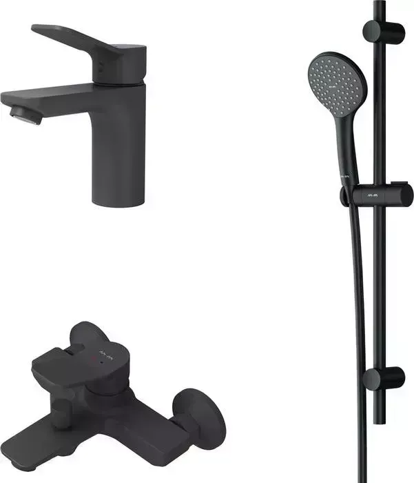 Комплект смесителей Am.Pm Gem с душем, черный (F90A10022, F85A02122, F0190022)