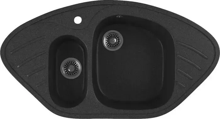 Мойка кухонная GREENSTONE GRS-14-343 антрацит, с сифоном