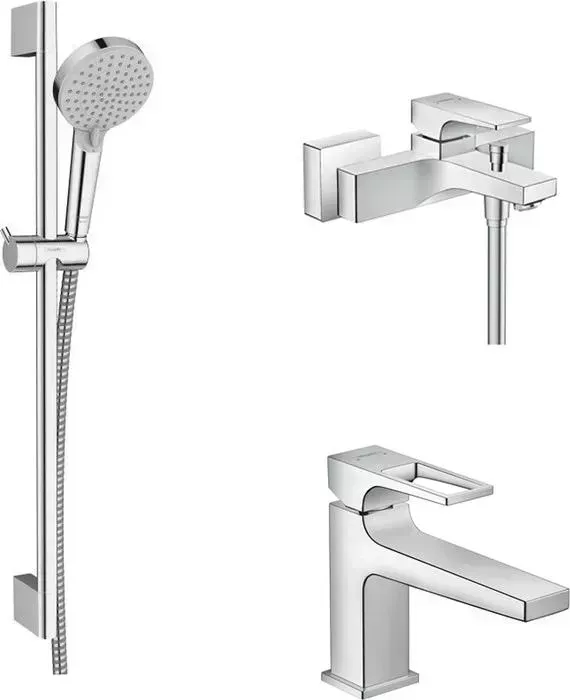 Комплект смесителей Hansgrohe Metropol с душевым гарнитуром, хром (74540000, 74502000, 26275000)