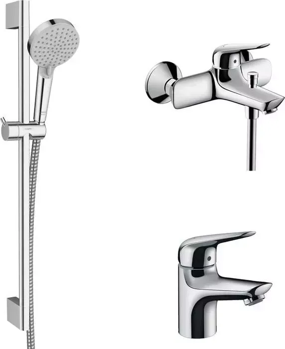 Комплект смесителей Hansgrohe Novus с душевым гарнитуром, хром (71040000, 71024000, 26275000)
