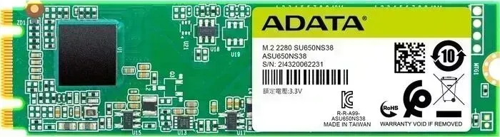 SSD накопитель A-DATA 240GB Ultimate SU650, M.2 2280, SATA III, [R/W - 550/500 MB/s] 3D-NAND TLC