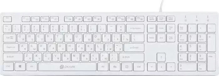 Клавиатура OKLICK 500M белый USB slim Multimedia (1061586)