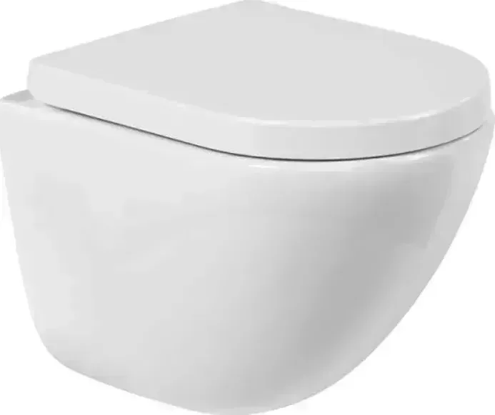 Унитаз подвесной BELBANGO Amanda безободковый, с сиденьем микролифт (BB051CHR, BB105SC)