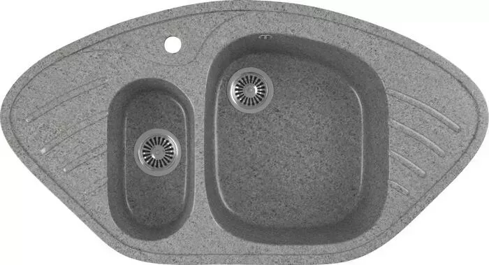 Мойка кухонная GREENSTONE GRS-14-309 темно-серая, с сифоном