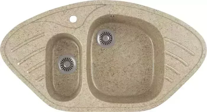 Мойка кухонная GREENSTONE GRS-14-302 песочная, с сифоном