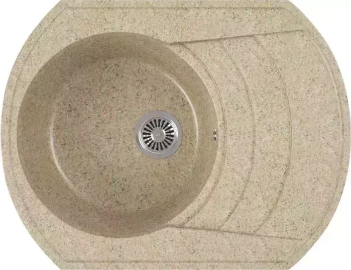 Мойка кухонная GREENSTONE GRS-65-302 песочная, с сифоном