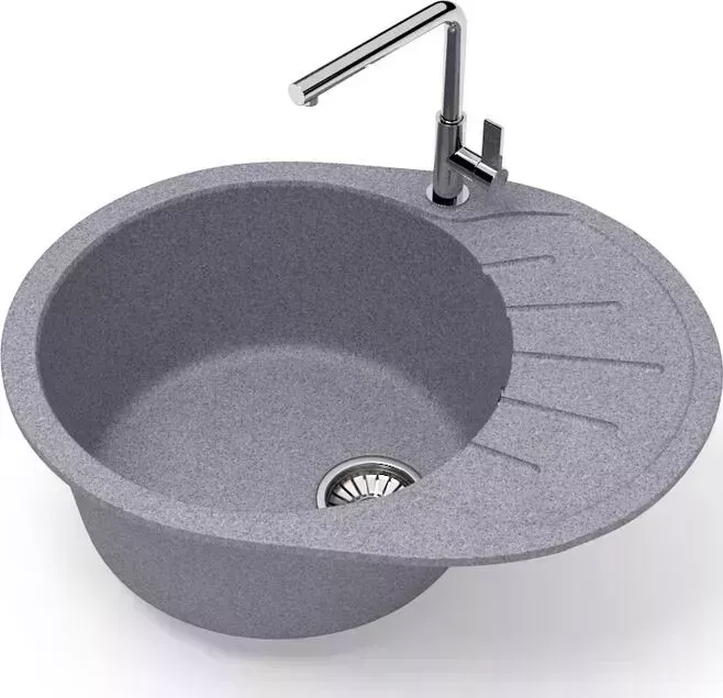 Мойка кухонная Glanz J-010-35 темно-серая, матовая, с сифоном
