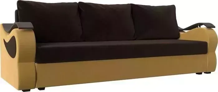 Диван Лига Диванов Меркурий лайт микровельвет коричневый\желтый (112936)