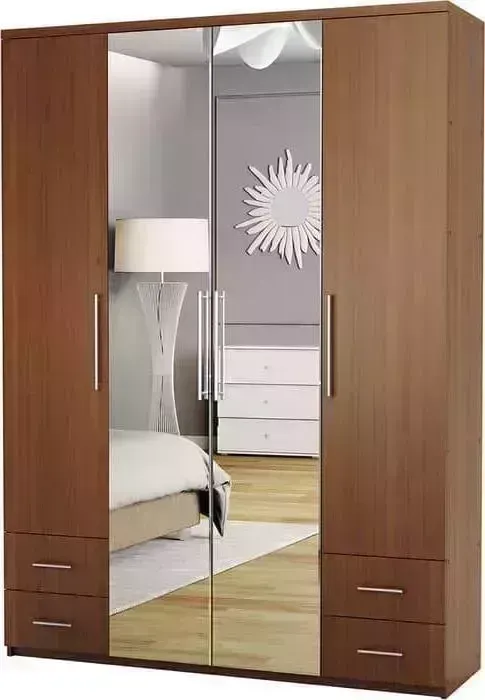Шкаф Шарм-Дизайн четырехдверный Комфорт МКЯ2-43 180х45 с зеркалом, орех