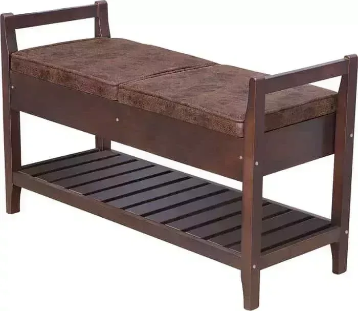 Скамья для прихожей Мебелик Н с ящиком, шоколад, каркас орех (П0005699)
