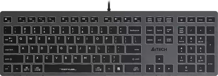 Клавиатура A4TECH Fstyler FX60 серый USB slim (FX60 GREY / WHITE)