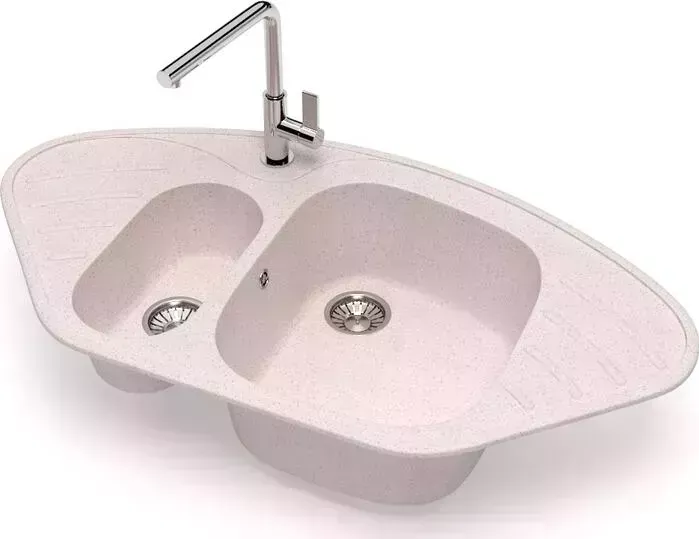 Мойка кухонная Glanz J-023-33 бежевая, матовая, с сифоном