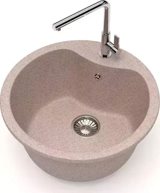 Мойка кухонная Glanz J-024-34 песочная, матовая, с сифоном