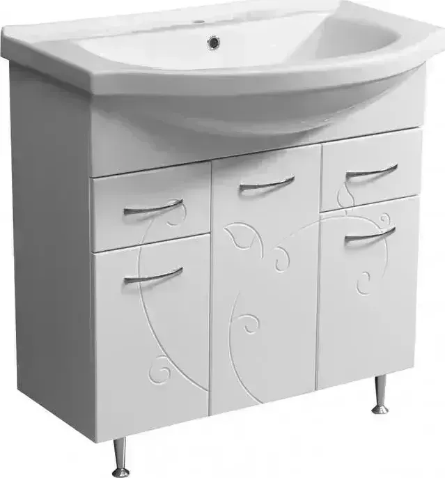 Тумба с раковиной Stella Polar с Фантазия 80 два ящика, белая (SP-00000229, 1WH109653)