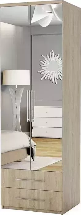 Шкаф комбинированный Шарм-Дизайн с ящиками Комфорт МКЯ-22 90х45 с зеркалами, дуб сонома