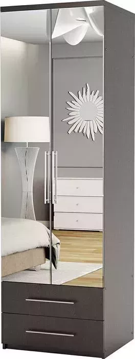Шкаф для одежды Шарм-Дизайн с ящиками Комфорт МШЯ-21 110х45 с зеркалами, венге