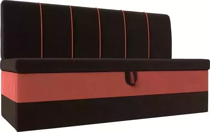 Кухонный диван Лига Диванов Энигма микровельвет коричневый\коралловый (112897)